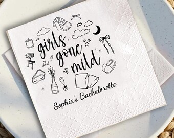 Girls Gone Mild Bachelorette Napkins, Personalized Bach Party Napkins, Wedding Napkins, Funny Hen Party Table Decor, Bridal Shower Napkins