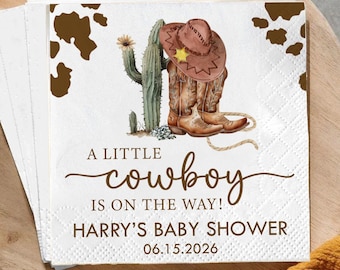 Western Cowboy Baby Shower Napkins, Rustic Rodeo Party Decorations, Little Cowboy Theme Disposable Napkins, Farm Birthday Decor