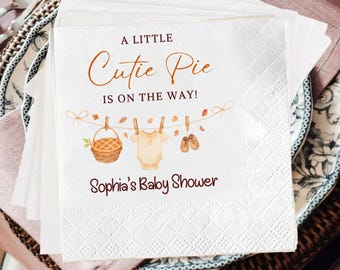 A Little Cutie Is On The Way Napkins, Cutie Pie Baby Shower Napkins, Fall Baby Shower Decor, Orange Theme Party Napkins, Diaper Raffle