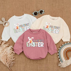 My First Easter Baby Outfit, Easter Baby Romper, First Easter Bodysuit, Baby&#39;s First Easter Sweatshirt Romper, Gender Neutral Baby Clothes