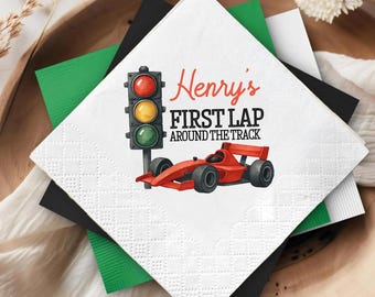 Race Car 1st Birthday Napkins, Fast One Racing Party Decor, Race Car Theme Party Suppli, Birthday Checkered Napkins, Custom Race Party Favor
