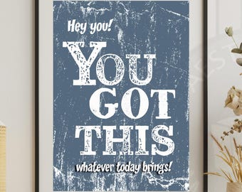 Juego de 5 impresiones digitales motivacionales para pared, con afirmaciones positivas, decoración para dormitorio preppy, "Tú puedes", pósteres imprimibles con frases lindas para chicas.