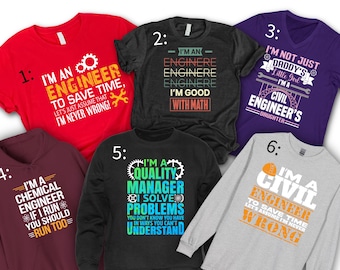 Funny Engineer Shirt, Women Men, Engineering Lover T-shirt, Science Nerd Gift, Programmer Developer Tshirt, Mechanical Chemical Engineer Tee