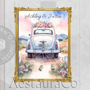 Personalized Money Gift for Wedding | Wedding Car | DIY Money Gift Idea to Make | Wedding Gift for the Bride and Groom | Download A4