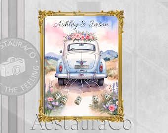 Regalo di denaro personalizzato per matrimonio / Auto per matrimonio / Idee regalo di denaro fai da te da realizzare / Regalo di nozze per gli sposi / Scarica A4