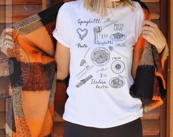 Spaghetti Pasta tee, Funny pasta Shirt, Italian Mediterranean Sweatshirt, Foodie gift for  mom, Italy trip shirt, food lover shirt, Italian