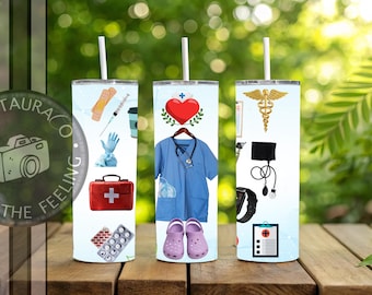 Nurse Tumbler, Nurse Tumbler Wrap 20 oz Skinny Tumbler Nursing Sublimation Design,Instant Digital Only, Nurse Life RN Tumbler PNG,Instant