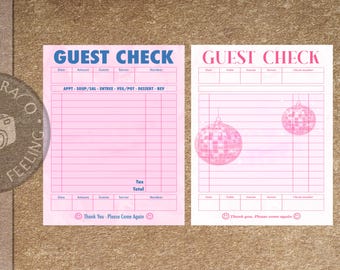 Póster de cheque de invitado en blanco, arte de pared moderno, impresiones estéticas preppy, decoración de pared para apartamento, arte de pared con 2 cheques de invitado, arte de pared de regalo en blanco, rosa