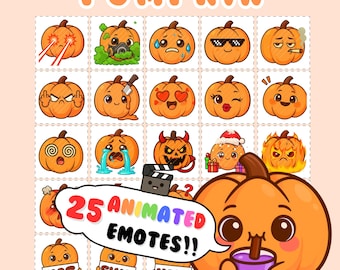 Animated Twitch Emotes: Cute chibi pumkin emotes, Halloween Emote Pack, Discord emotes (GIF)