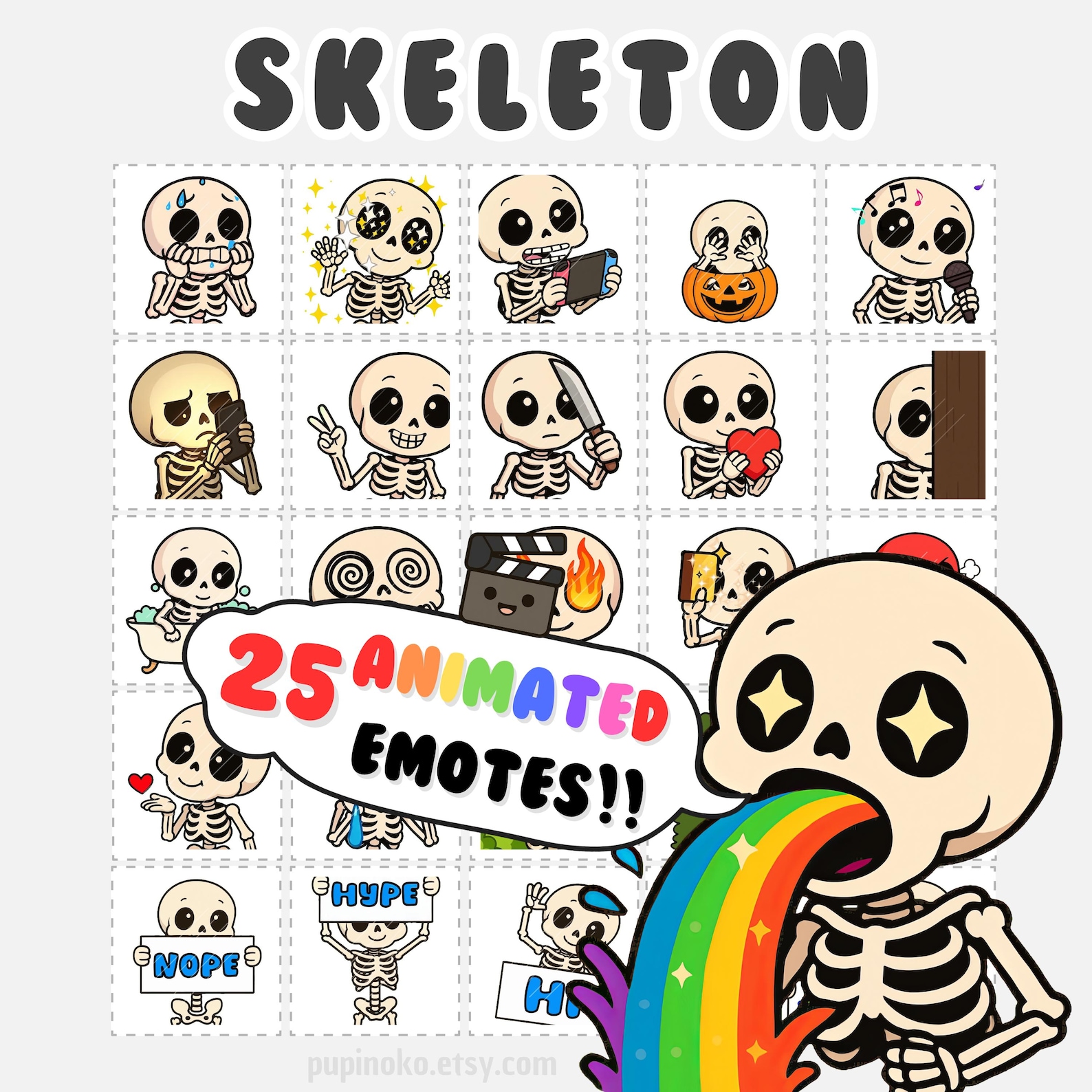 Animated Twitch Emotes: Skeleton, Halloween Spooky Emojis, Discord ...