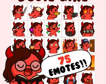 Twitch Emotes: Cute Devil Girl Emote pack, Cute Evil Girl Demon Emojis, Discord Halloween emote bundle (PNG)