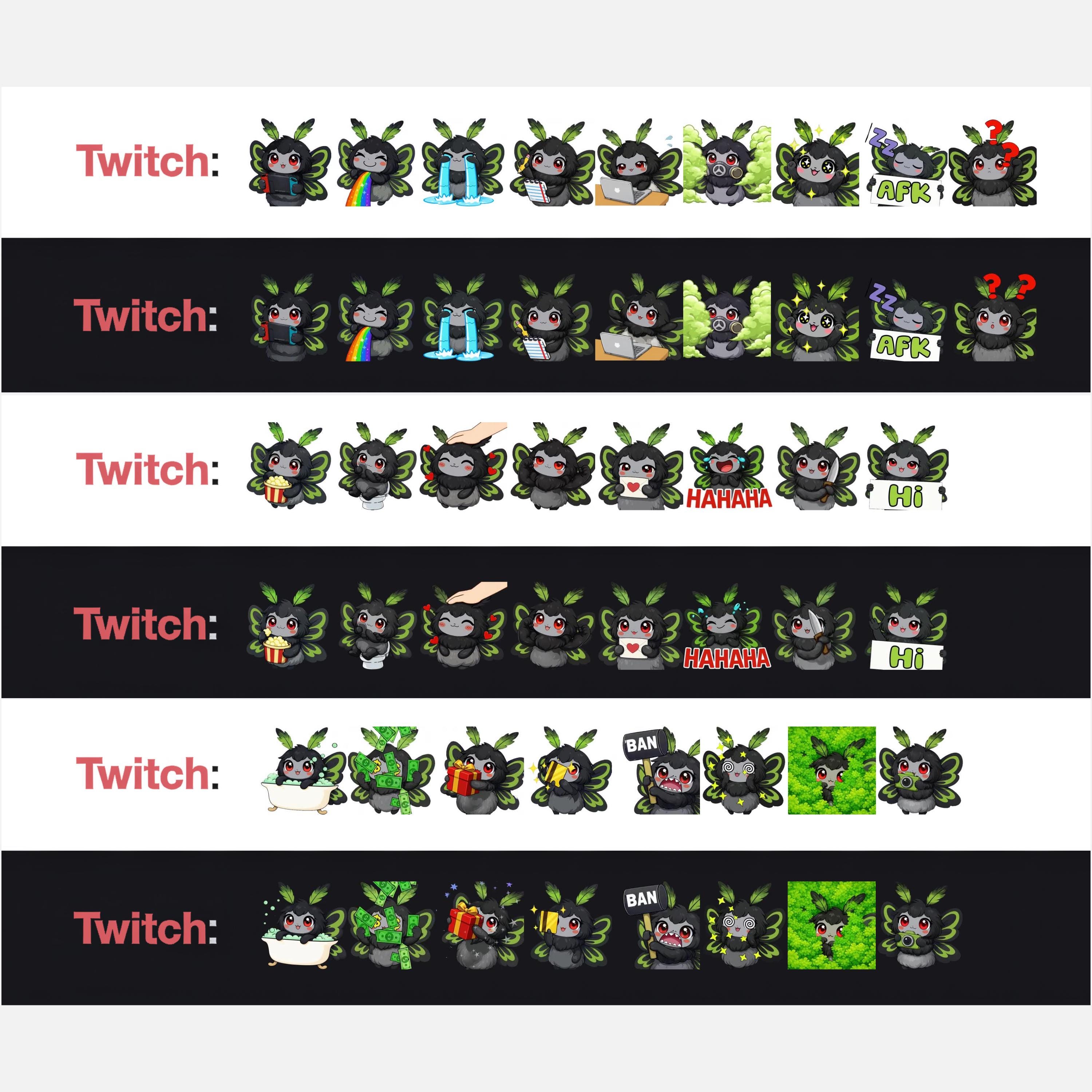 Moth Emotes Animated Twitch Emotes: Moth Emote Pack, Stream Assets, Discord Sticker ...