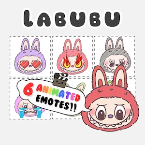 Labubu Animated Emotes Pack | 6 Cute Emotes GIFs for Twitch Chat & Alerts | Stream Emotes, Cute labubu Emoji Pack, Discord emotes