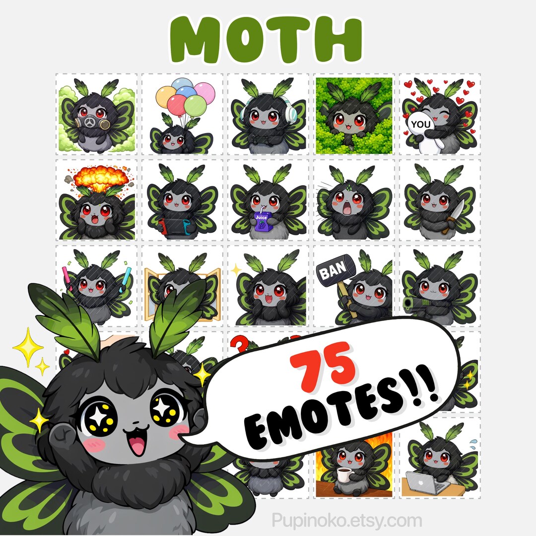 Moth Emotes Twitch Emotes: Moth Emote Pack, Stream Assets, Discord Sticker Bundle ...