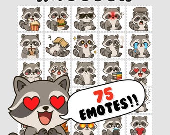 Raccoon Twitch Emotes Bundle: Discord Stream Chat (PNG)