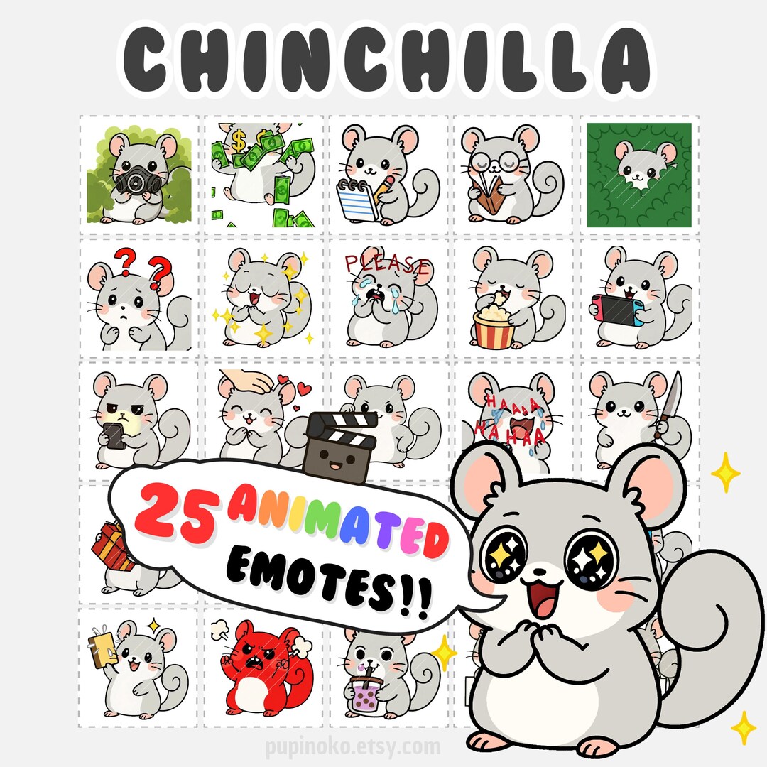 Emotes animés pour Twitch : émoticônes mignonnes Chinchilla twitch et ...