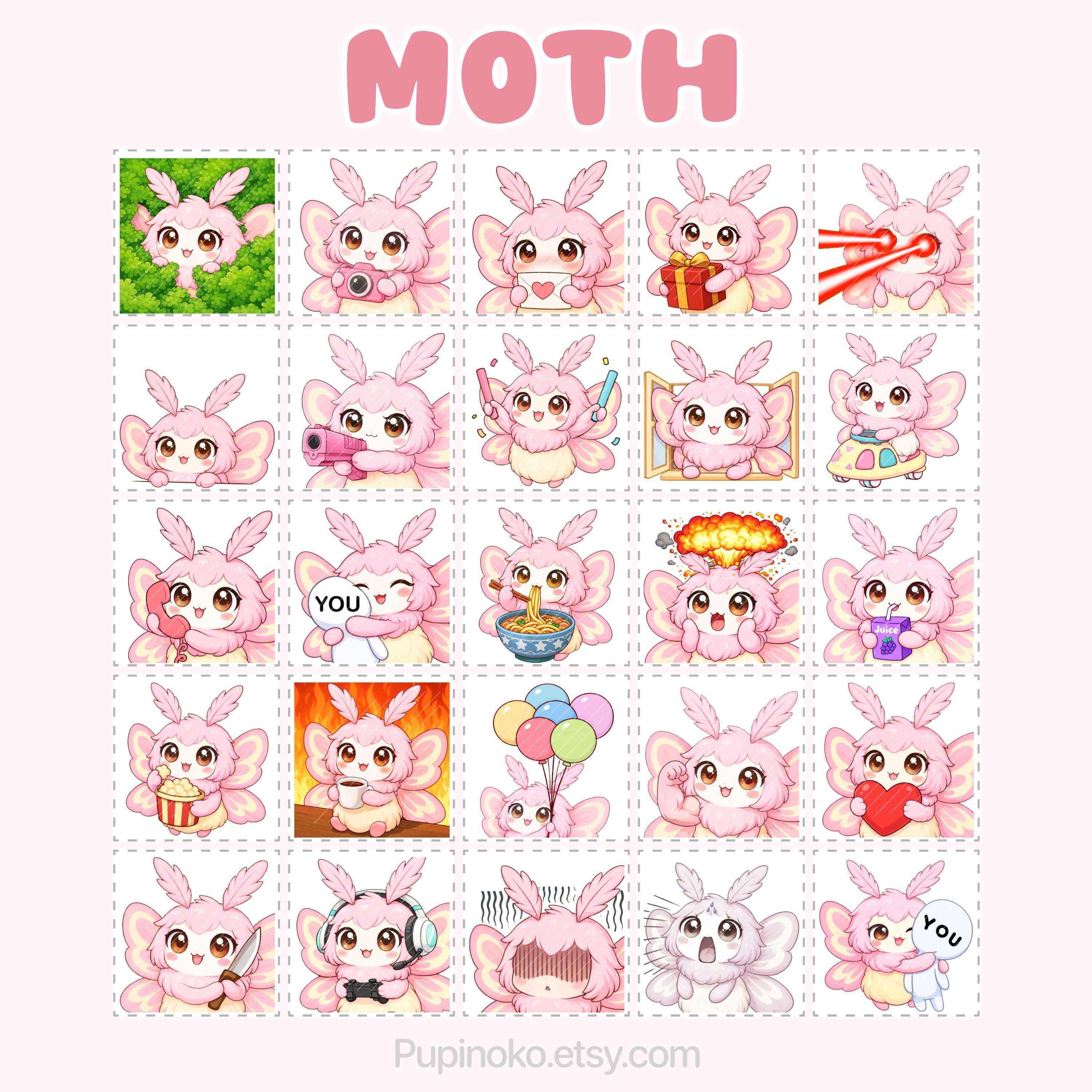 Moth Emotes Twitch Emotes: Moth Emote Pack, Stream Assets, Discord Sticker Bundle ...