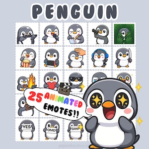 Animated Twitch emotes | 25 cute penguin emotes, Discord emotes, penguin emote bundle, Stream Emotes, Emoji Pack, cute emotes, emote pack