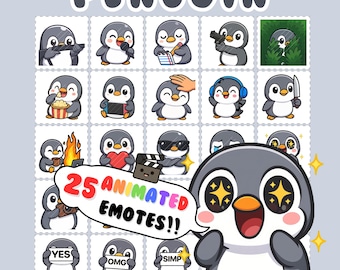 Animated Twitch emotes | 25 cute penguin emotes, Discord emotes, penguin emote bundle, Stream Emotes, Emoji Pack, cute emotes, emote pack