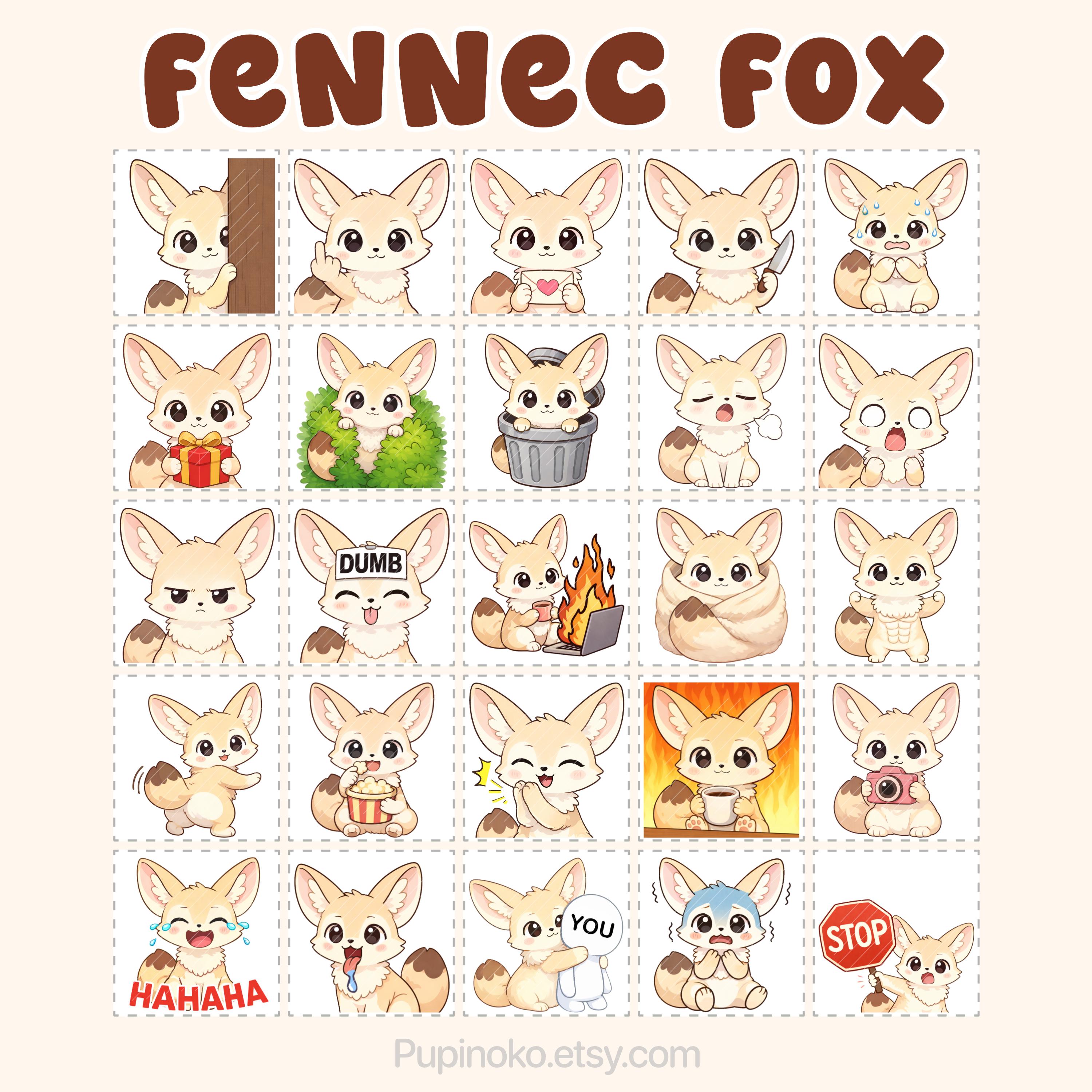 Twitch Emotes: Fennec Fox Emote Bundle Pack, Adorable Foxy, Chibi ...