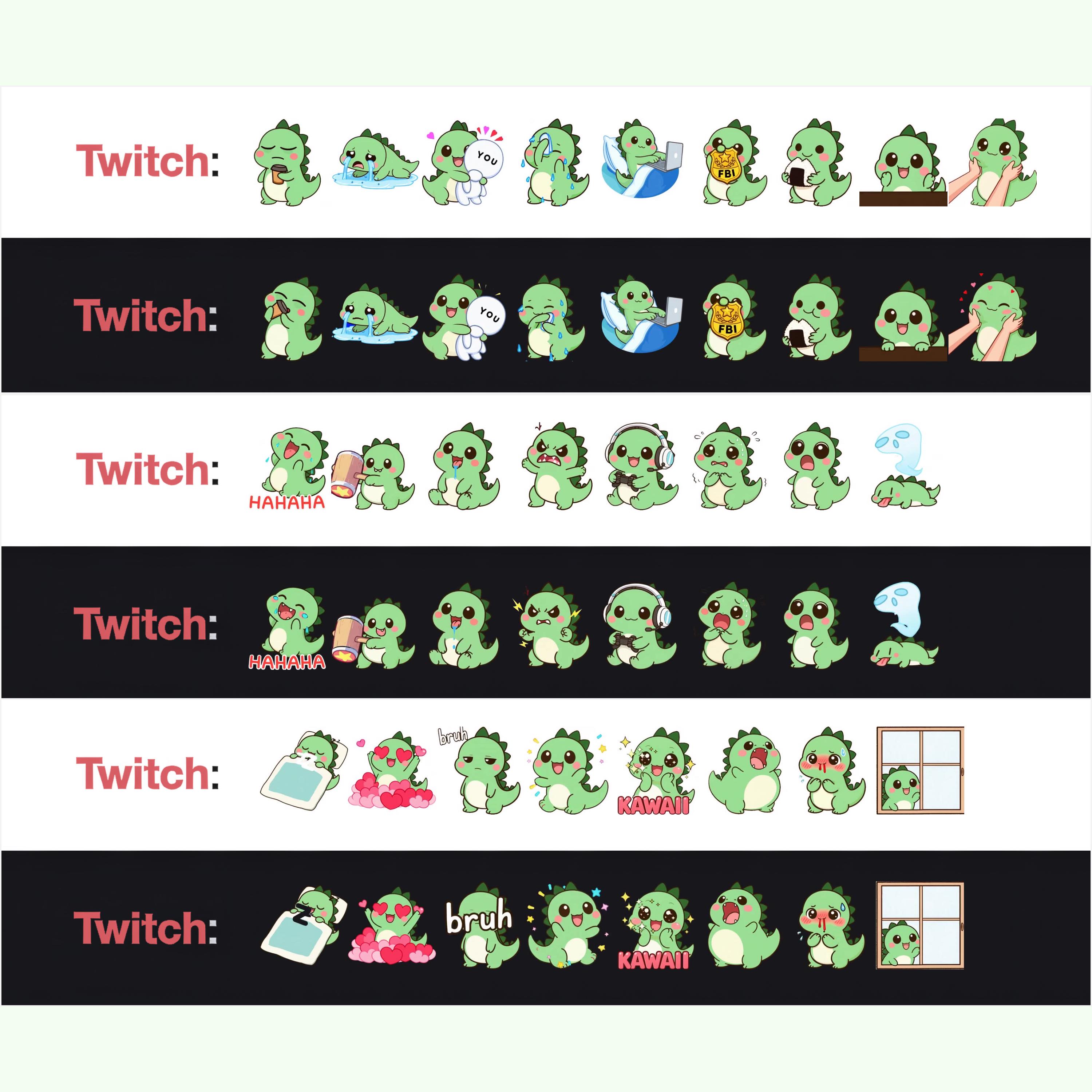 Animated Twitch Emotes: Adorable Dinosaur Emote Pack, Stream Assets ...