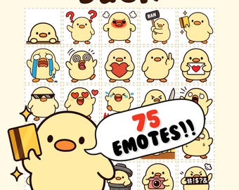 Twitch-emotes: eend-emotepakket, schattige Discord-emoji's, gele vogel-emotebundel (PNG)