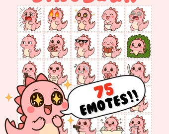 Emotes de Trex para Twitch y Discord, adorable paquete de emoticonos de dinosaurio, reacciones de streaming (PNG)