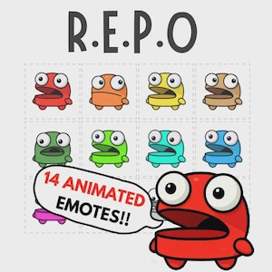 Repo emote pack | 14 animated emotes + 2 PNG repo emotes for Twitch Chat & Alerts | Stream Emotes, Repo Game Twitch Emotes Bundle