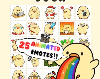 Geanimeerde Twitch-emotes: Duck-emotebundel, schattige Discord-stickers, streamitems (GIF)