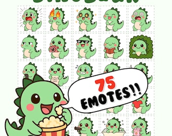 Emoticones de dinosaurio para Twitch y Discord, reacciones en streaming, paquete de emoticones adorables de Trex (PNG)
