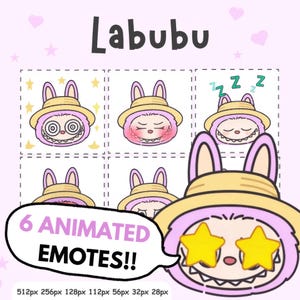 Labubu Pink Emotes: Animated Twitch Stream Pack (Digital Download)