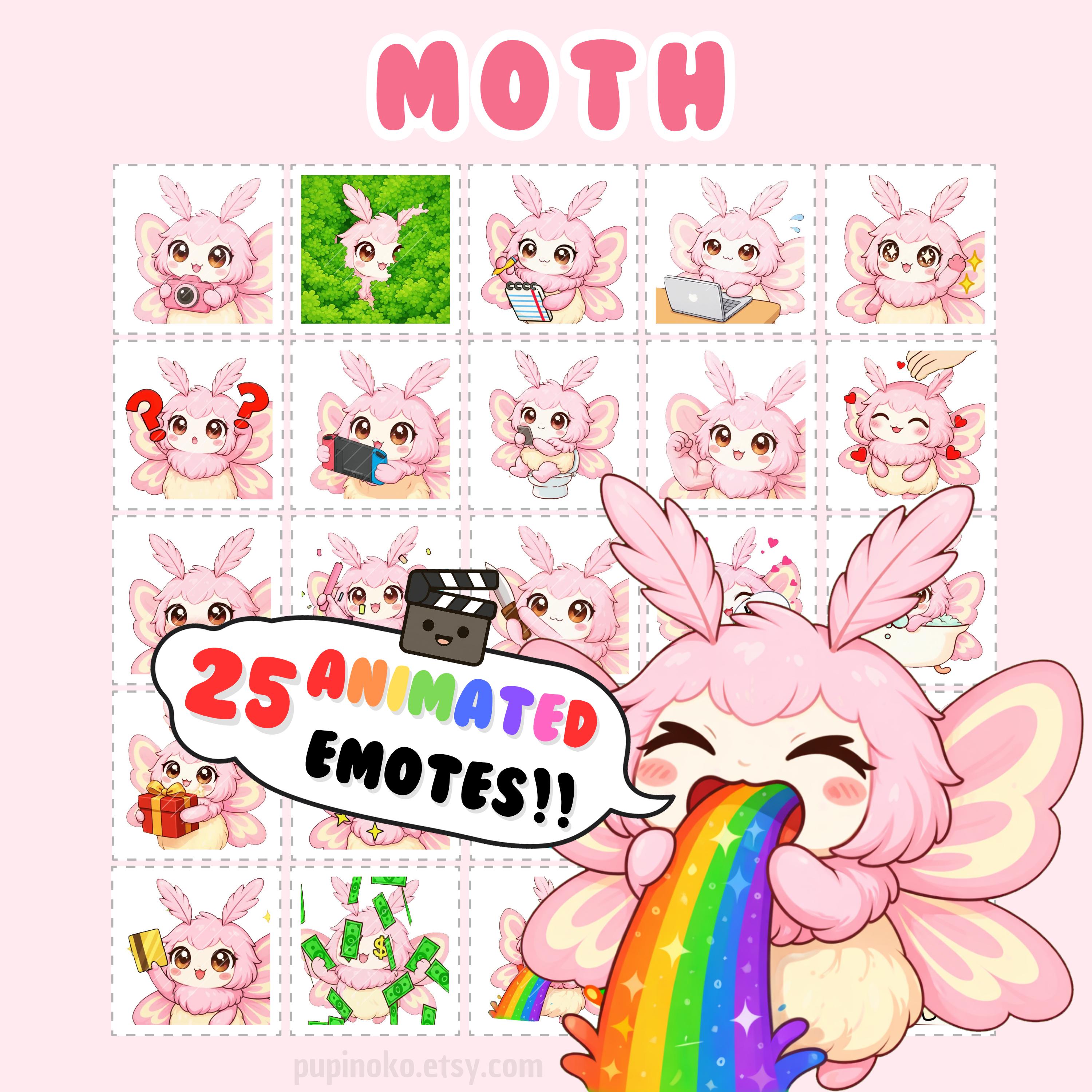 Moth Emotes Animated Twitch Emotes: Moth Emote Pack, Stream Assets, Discord Sticker ...