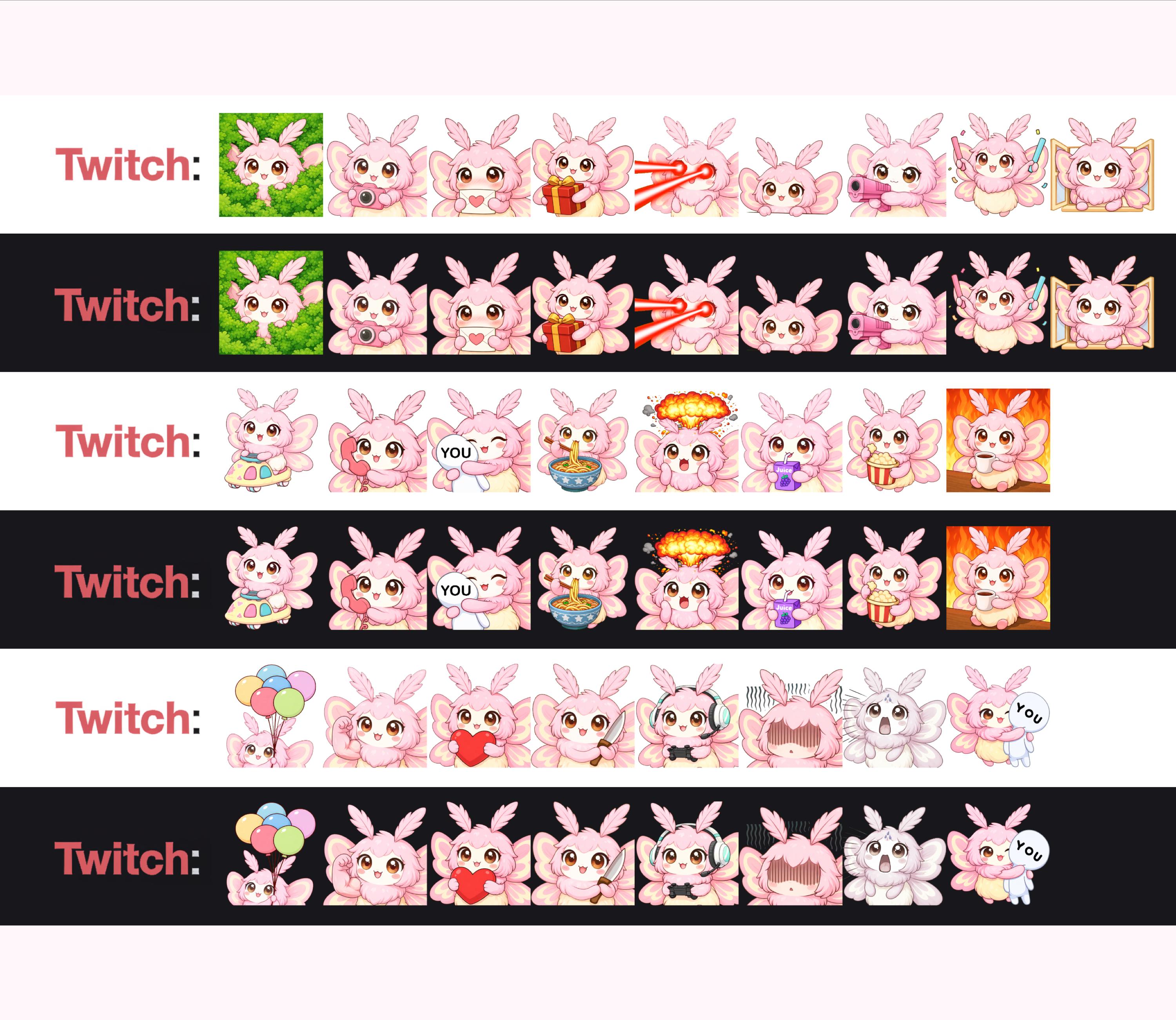 Moth Emotes Twitch Emotes: Moth Emote Pack, Stream Assets, Discord Sticker Bundle ...