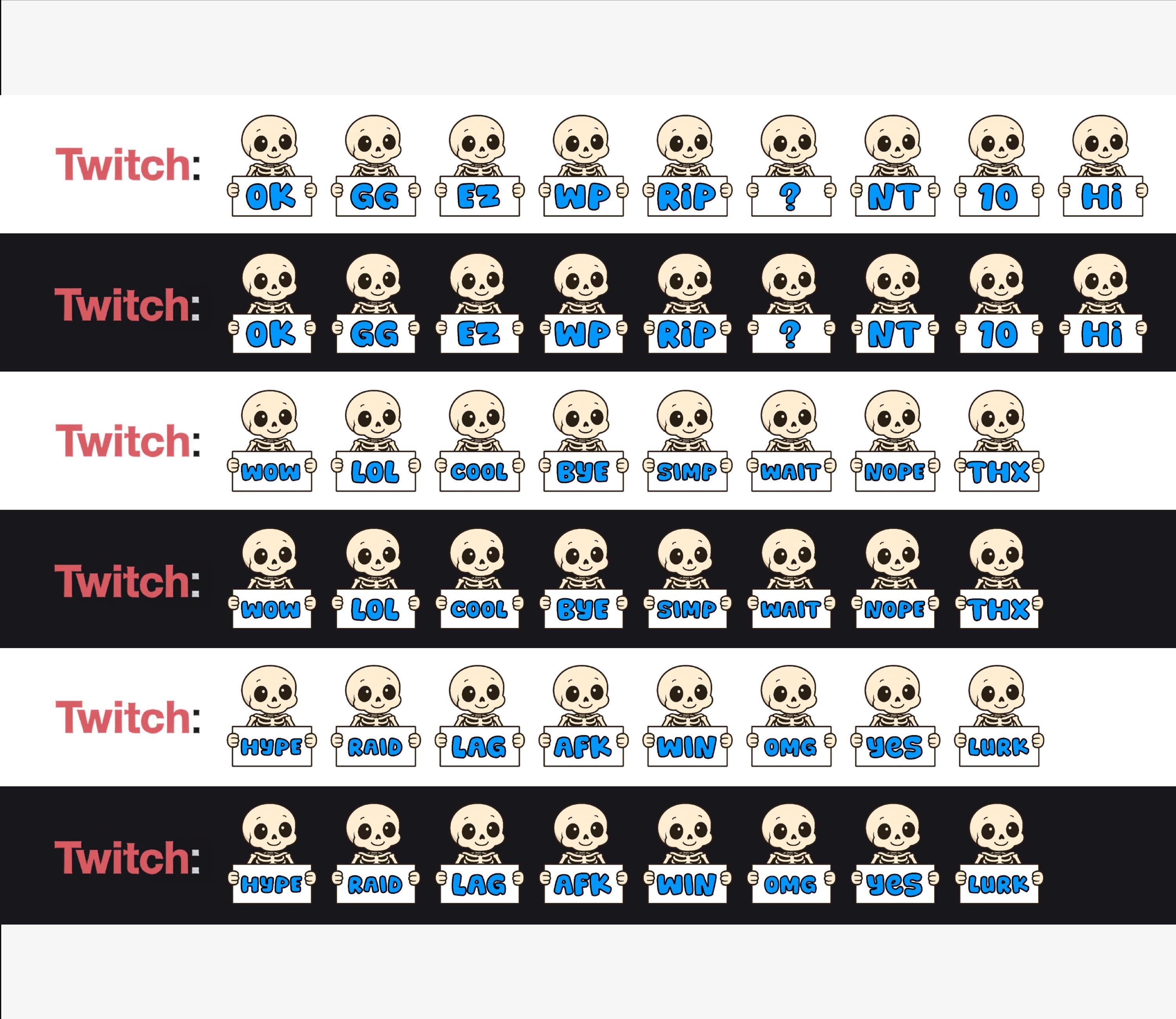 75 Chibi Skeleton Twitch Emotes: Halloween Stream Pack (PNG) - Etsy