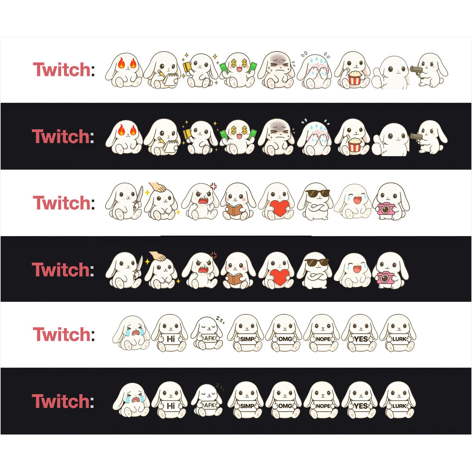 Animated Twitch Emotes, Bunny Animated Emotes, Twitch Emote Bundle ...