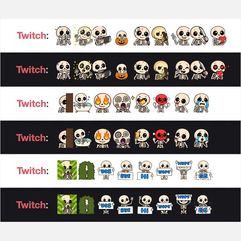 Animated Twitch Emotes: Skeleton, Halloween Spooky Emojis, Discord ...