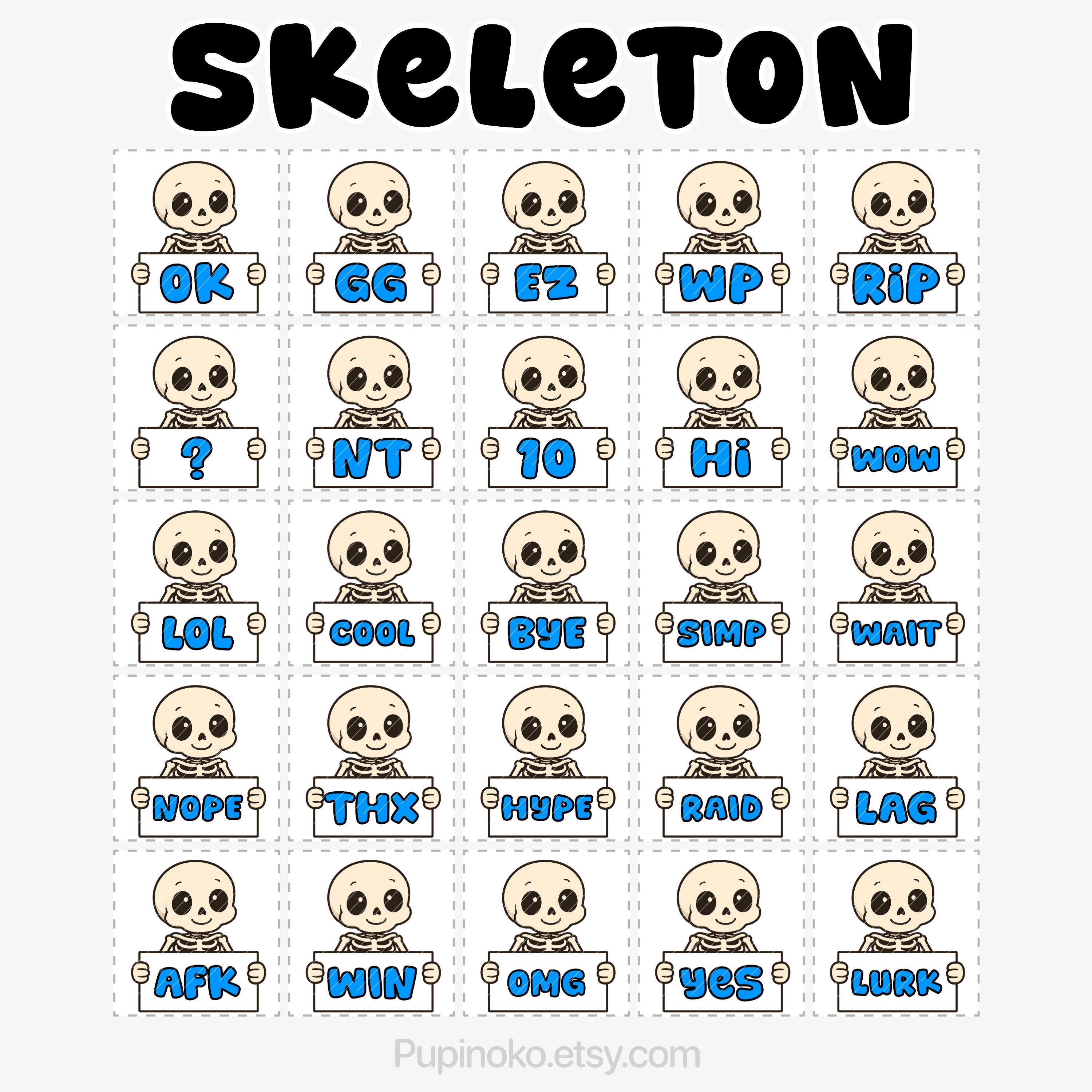 75 Chibi Skeleton Twitch Emotes: Halloween Stream Pack (PNG) - Etsy