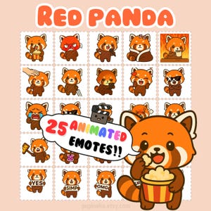 Emote animate del panda rosso su Twitch: avvisi di streaming Chibi (download digitale)