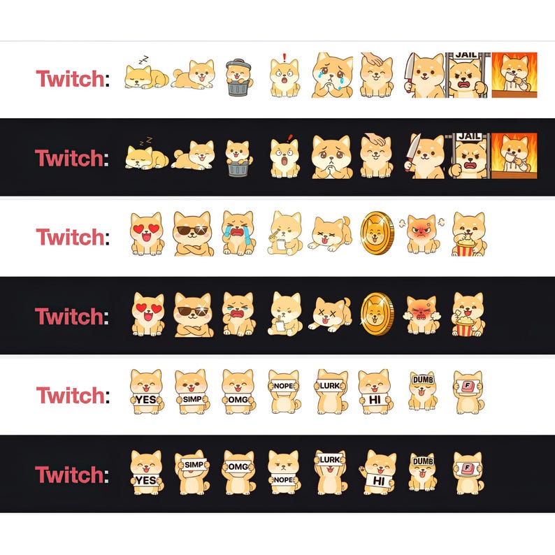 Mega Twitch Emote Pack | 25 Cute Dog Animated Emotes for Twitch Chat ...