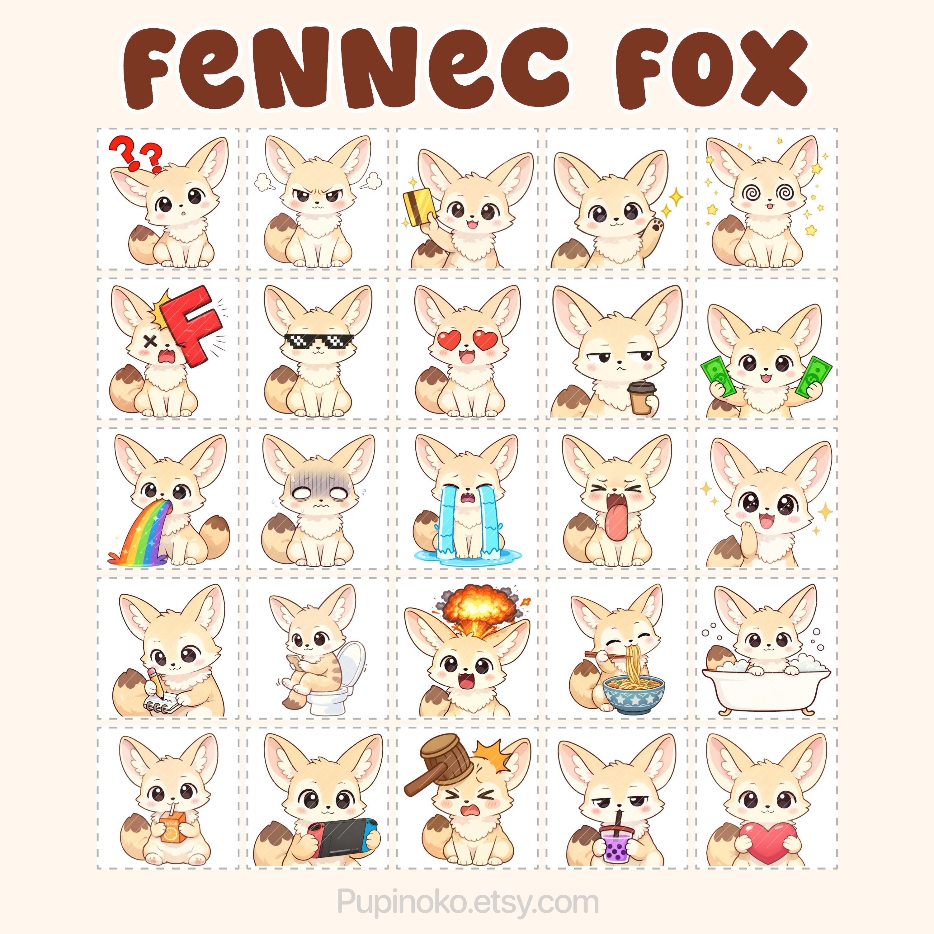 Twitch Emotes: Fennec Fox Emote Bundle Pack, Adorable Foxy, Chibi ...