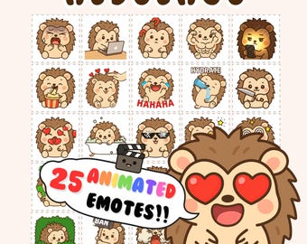 Geanimeerde Twitch-emotes: Egel-emotebundel, Discord-sticker-emoji's, schattige emotes (GIF)