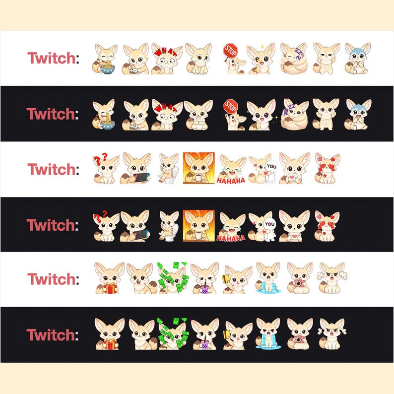 Animated Twitch Emotes: Fennec Fox Emote Bundle, Discord Bundle Pack ...