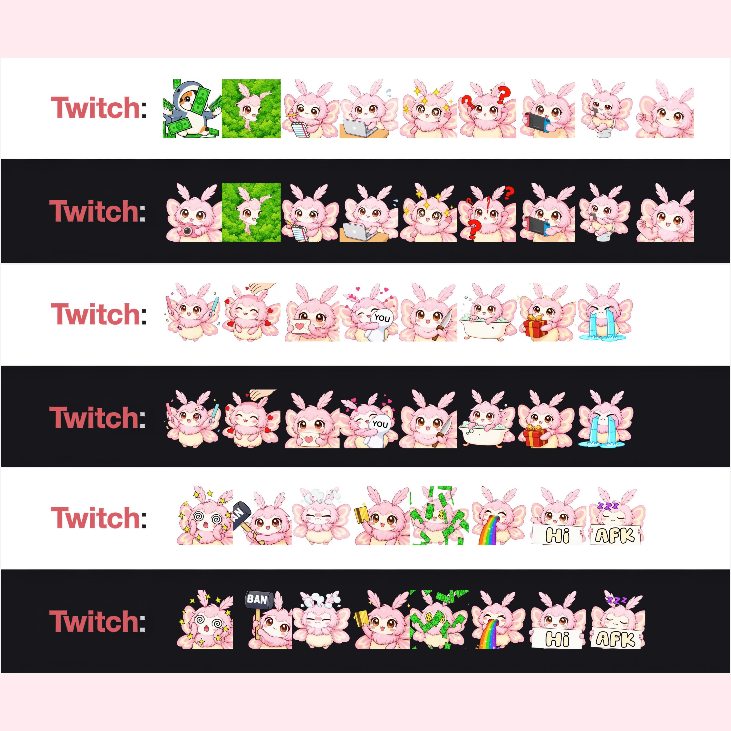 Moth Emotes Animated Twitch Emotes: Moth Emote Pack, Stream Assets, Discord Sticker ...