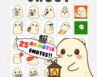 Geanimeerd Ghost Twitch Emotes Pack: Halloween-streammeldingen (digitale download)