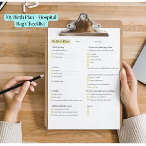 Fillable Birth plan PDF, Simple Birth plan printable, Labor checklist for moms, Hospital Bag checklist, Instant Download, Baby prep download
