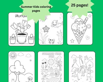 Dibujos para colorear de verano para niños - 25 hojas imprimibles