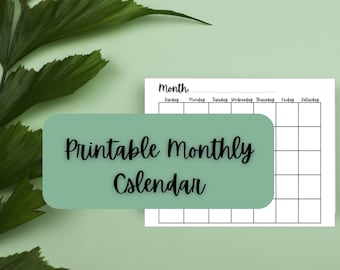 Calendario mensual minimalista imprimible, planificador en PDF, calendario de pared, calendario de descarga instantánea