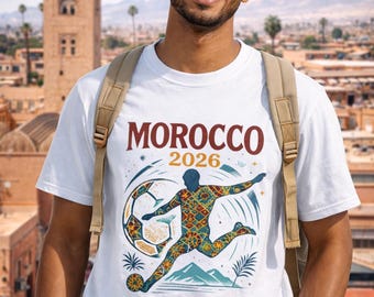 Camiseta de Futebol Marrocos 2026, Roupa Unissex para Fãs de Futebol, Camiseta para Recordar Viagens