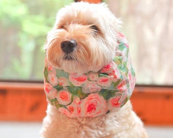 Artist dog snood for Cavalier, Monet Garden, Adjustable ear protector for Springer, doodle, dog neck gaiter, Oil painting