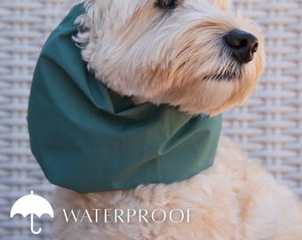 Waterproof Dog Snood for Cocker Spaniel, Doodle, shower/bathing cap for dog, Adjustable rainproof long ear cover, Deep Teal